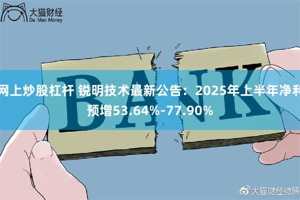网上炒股杠杆 锐明技术最新公告：2025年上半年净利预增53.64%-77.90%