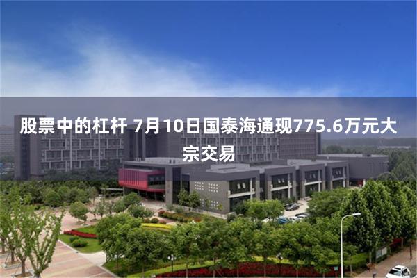 股票中的杠杆 7月10日国泰海通现775.6万元大宗交易