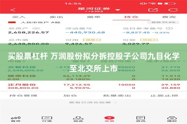 买股票杠杆 万润股份拟分拆控股子公司九目化学至北交所上市