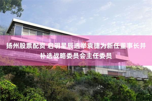 扬州股票配资 启明星辰选举袁捷为新任董事长并补选战略委员会主任委员