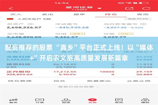 配资推荐的股票 “真乡”平台正式上线！以“媒体+”开启农文旅高质量发展新篇章