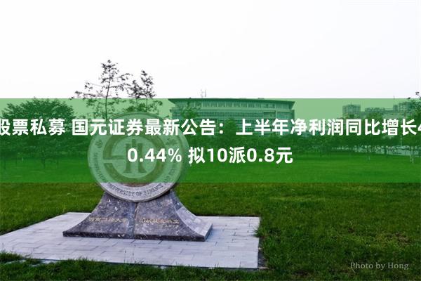 股票私募 国元证券最新公告：上半年净利润同比增长40.44% 拟10派0.8元