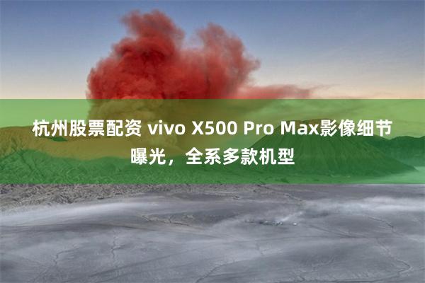 杭州股票配资 vivo X500 Pro Max影像细节曝光，全系多款机型
