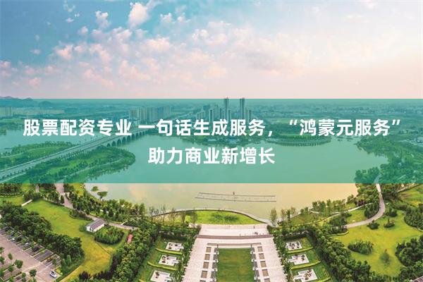 股票配资专业 一句话生成服务,“鸿蒙元服务”助力商业新增长