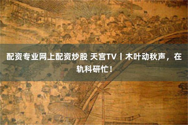配资专业网上配资炒股 天宫TV丨木叶动秋声，在轨科研忙！