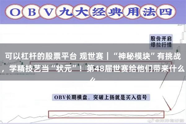 可以杠杆的股票平台 观世赛｜“神秘模块”有挑战，学精技艺当“状元”！第48届世赛给他们带来什么
